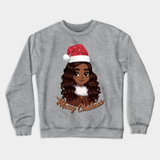 Black Girl Santa, Black Mrs Santa Claus, African American Santa, Merry Christmas Crewneck Sweatshirt